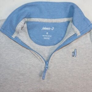 johnnie-O Kids Size 8 Gray Pima Cotton Quarter Zip Pullover Surfer Logo
